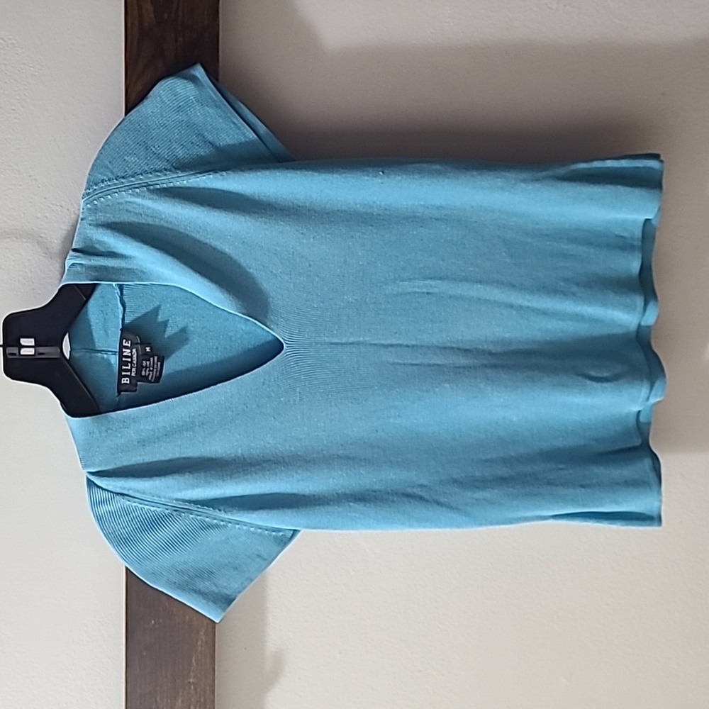 Silk Blie Biline Medium Capped Sleeve V-neck Tee  (🛍 Pick 6/$36)
